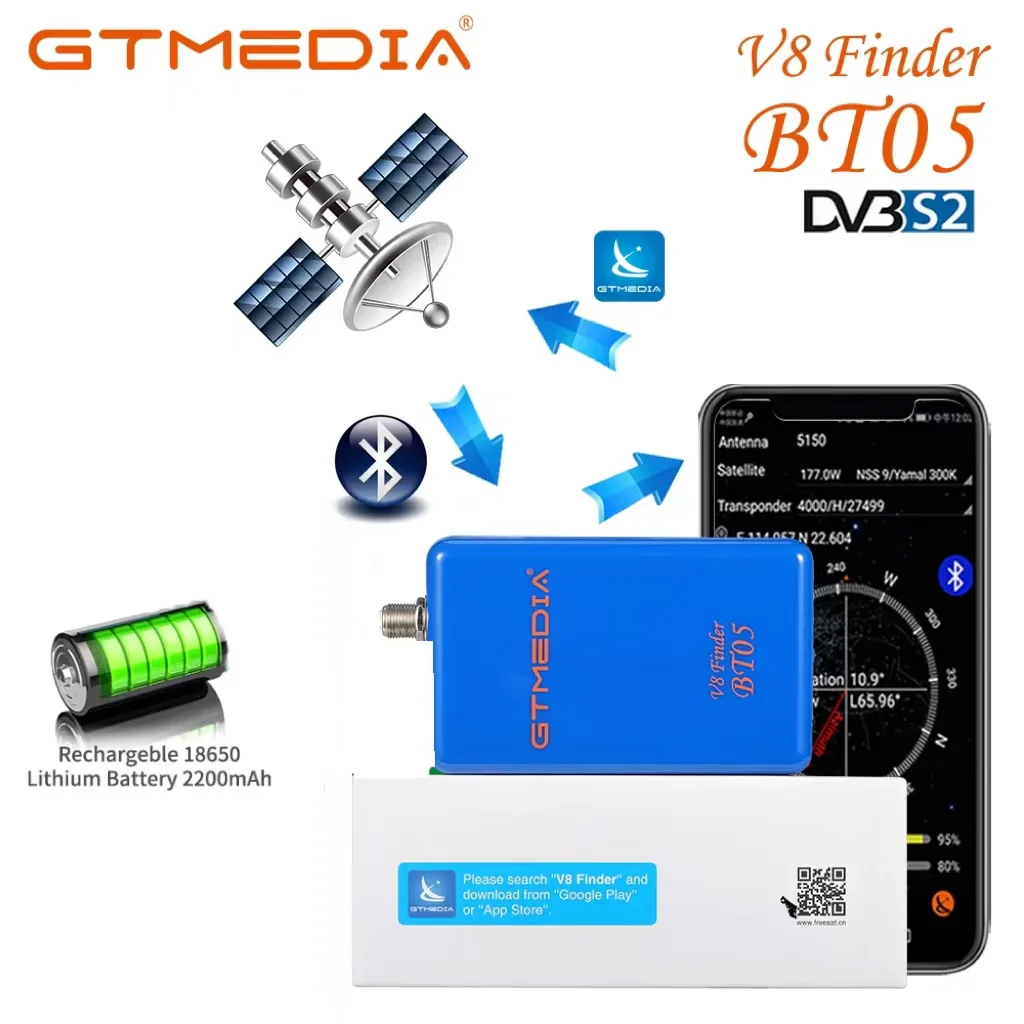 GTMEDIAV8FinderBT05DigitalSatelliteFinderDVBSS21080PSupport