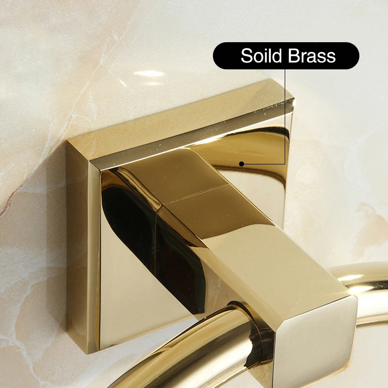 Round Towel Rings European Style Soild Brass Gold Towel Holder Ring Bathroom Wall-Mounted Rings