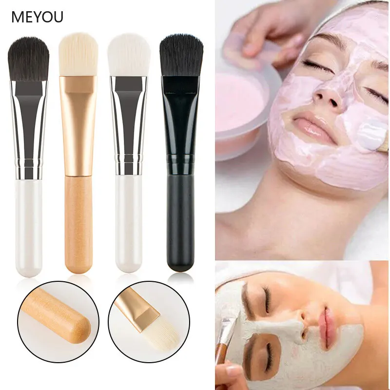 

4Colors Facial Mask Soft Brush with Wooden Handle Fan Shaped Blender Applicator Beauty Mini Portable Makeup Skin Care Tools