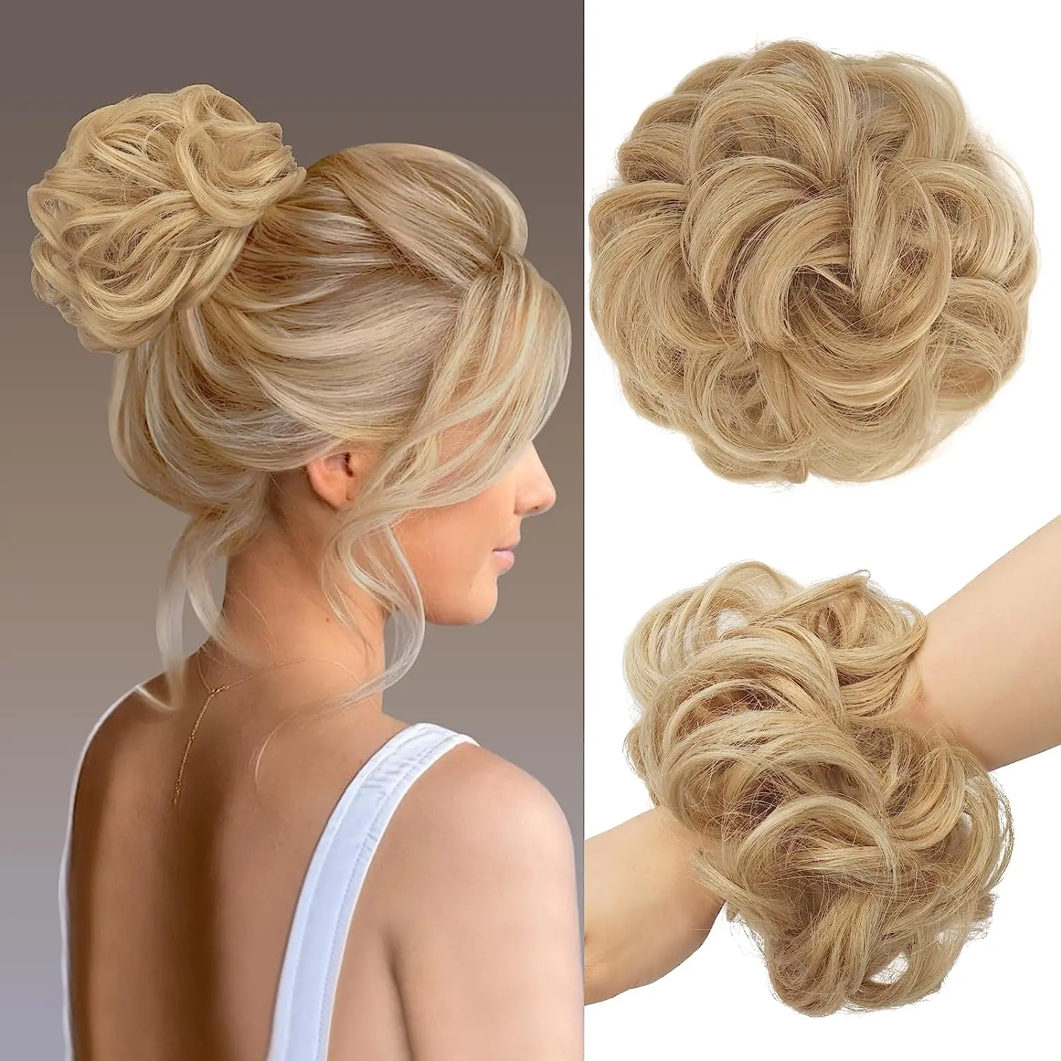 Messy Bun Hairpieces 6 Inch Synthetic Hair Bun Extensions Messy Curly Elastic Hairpieces for Women