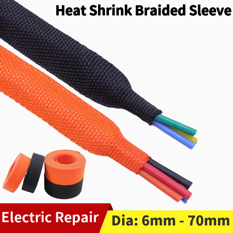 Braided Cable Sleeve Heat Shrink Tube 6/8/10/12mm Insulation Flam Retardant PET Auto Line Organizer Wire Wrap Sheath Protection cable sleeve