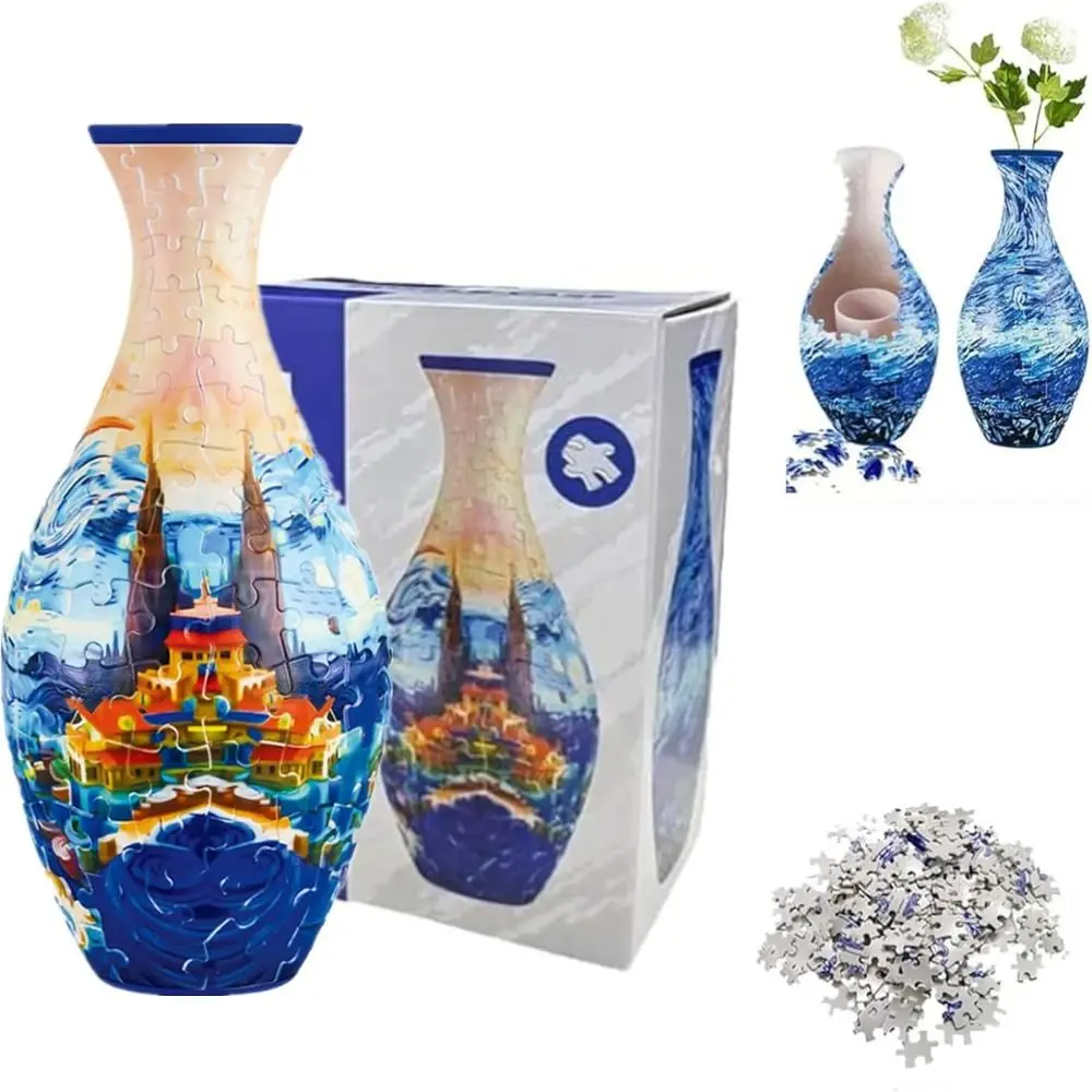 160 Curved Plastic Puzzle 3D Puzzlef Flower Vase Flower Arrangements 160 Pieces 3D Art Puzzle Vase Housewarming Gift DIY Arts 2
