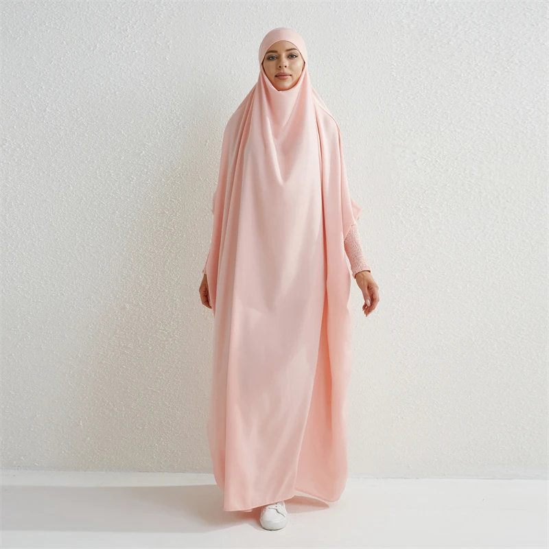 Muslim Abaya Hooded Smocking Sleeve One-piece Prayer Dress Women Jilbab Islamic Clothing Dubai Saudi Black Robe Turkish Modesty Best Sellers In Women's Clothing
