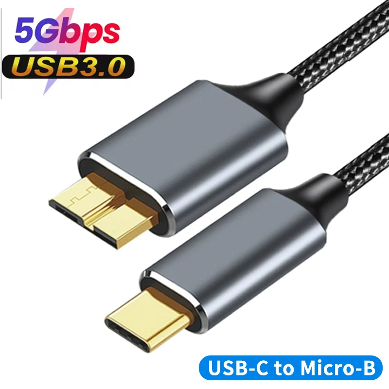 USB C - 마이크로 B 케이블 타입 C - USB 3.0 5Gbps 데이터 커넥터..