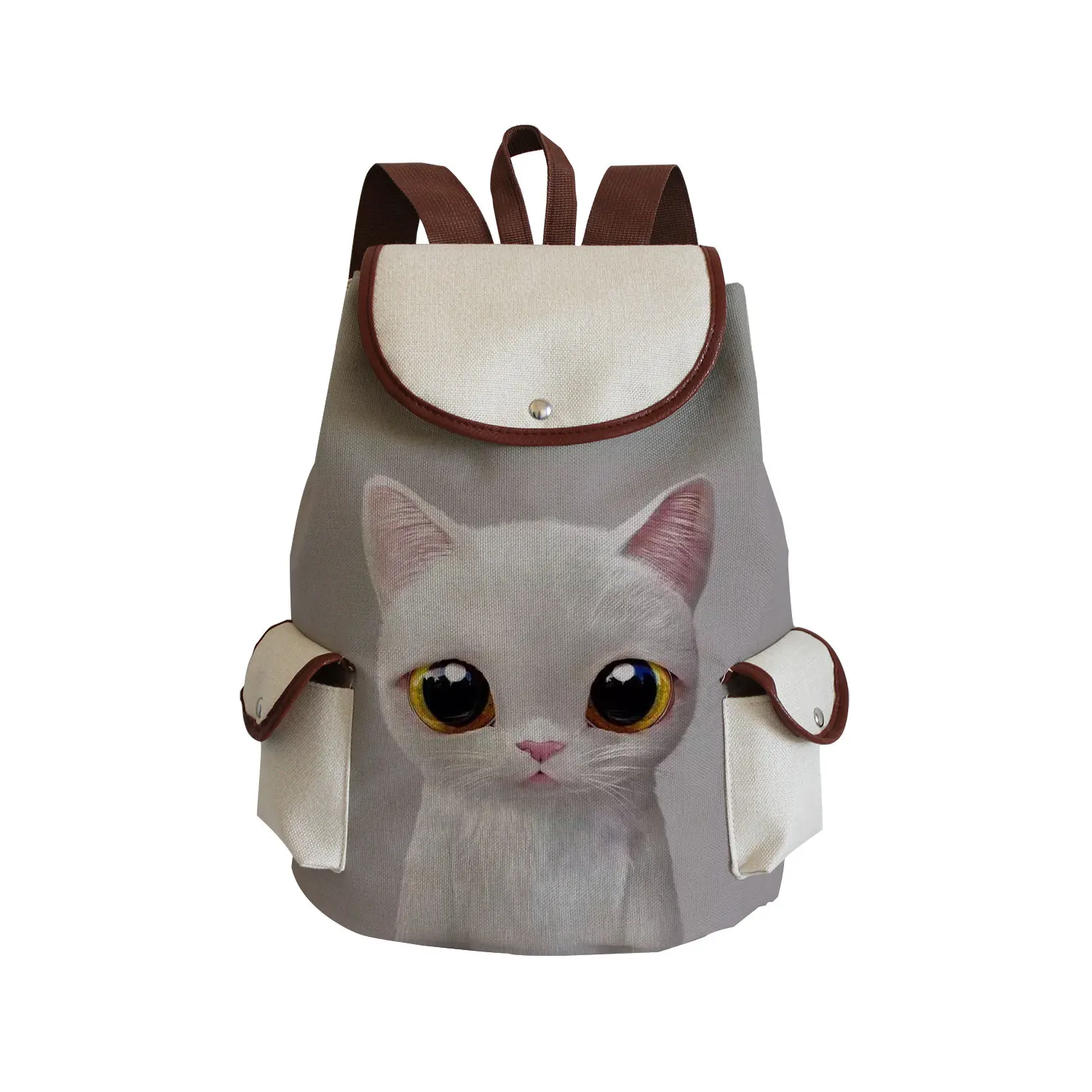 elegant backpack Miyahouse Casual Canvas School Backpack Women Lovely Cat Printed Drawstring Backpack Teenager Large Capacity Ladies School Bag stylish evening bags Stylish Backpacks