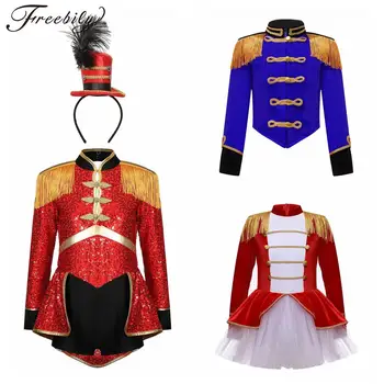 Costume da direttore di circo per ragazze, tutù, body, vestito, banda da marcia, tromba, squadra, Halloween, Natale, cosplay, vestiti per feste a tema
