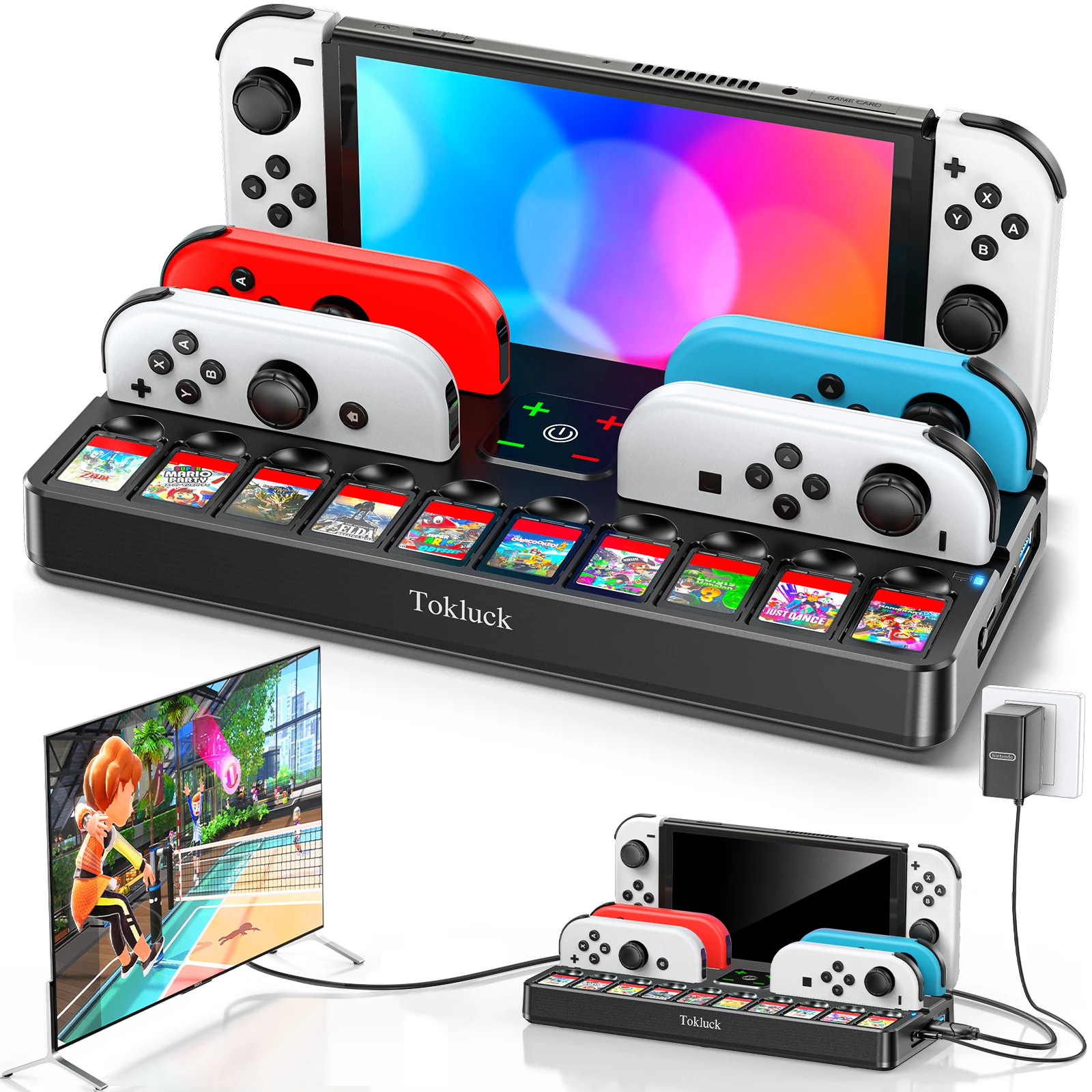 For switch joycon charger game card slot switch tv dock station with