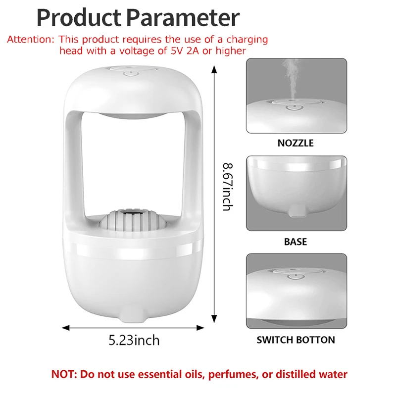 Creative Anti Gravity Humidifier Ultrasonic Anti Gravity Air Humidifier Led Night Light Anti-Gravity Water Drop