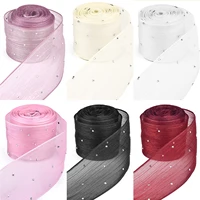 Diamond Pleated Mesh Organza Ribbon Roll 5M*4CM For DIY Hair Bow Material Gift Box Flower Packaging Clothing Decoration
