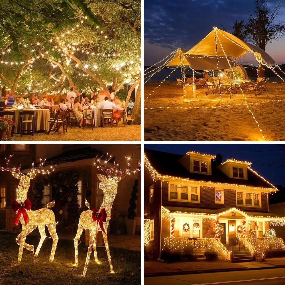 Solar String Lights Outdoor Waterproof Solar Fairy Lights 8 Modes Christmas for Garden Patio Wedding Decorations solar lights
