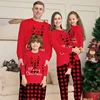 Merry Christmas Pajamas Set Fawn Plaid Print Mother Father Kids Matching Outfits Soft Cute 2pcs Suit Sleepwear Xmas Family Look 1