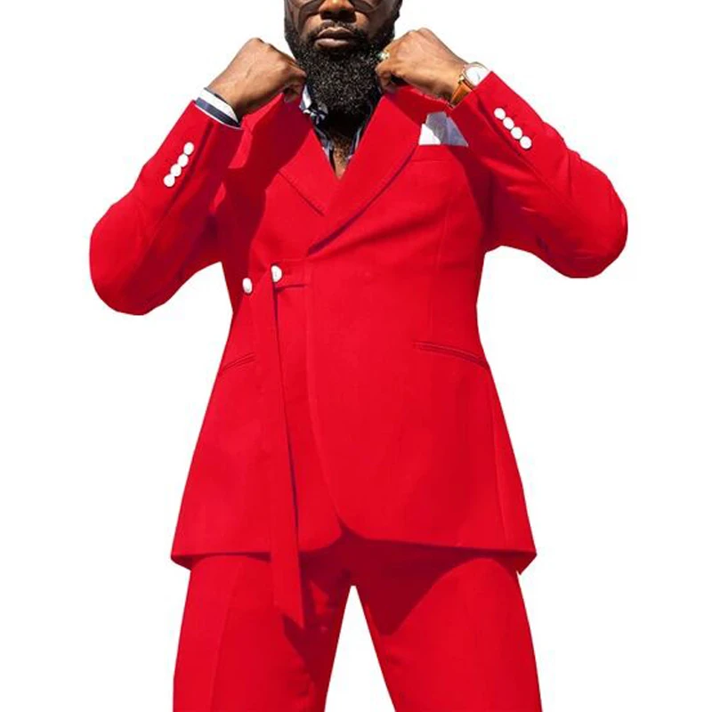 Men Wedding Suits Double Breasted Slim Fit 2 Piece Set For Groom Marriage Party Tuxedos Male Fashion Jacket With Pants