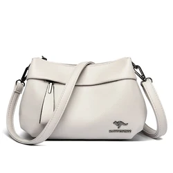 Vintage Leather Boston Women's Small Crossbody Handbag - Fashion Designer Casual Travel Shoulder Bag (Beige)
