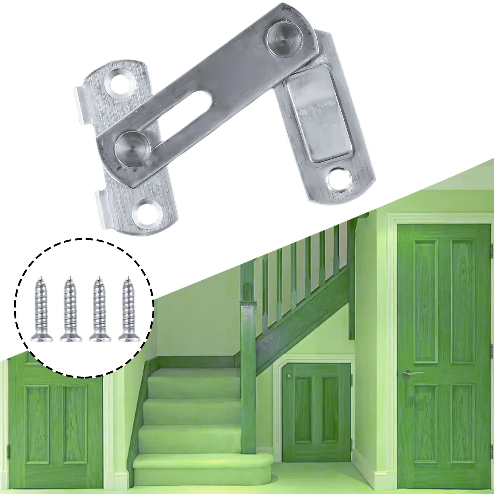 Description Picture 3 of itemNew Stainless Steel Hasp Latch Lock Sliding Door For Window Cabinet Fitting Mounted Door Buckle Security Sliding Door Latch