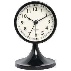 Vintage Nordic Silent Alarm Clock - Elegant Table and Bedside Nightlight Decor (Black)