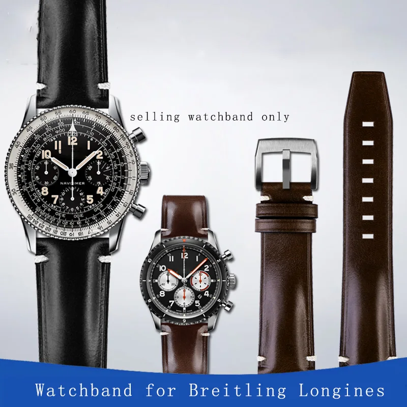 Bracciale Per Breitling Legendary Aviation Pilot 8 Aviation Time 1959 Retro 806 Cinturino Per Orologio Da Uomo Vintage In Vera Pelle 22Mm