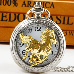 Reloj de bolsillo de cuarzo para hombre y mujer, pulsera con esqueleto dorado, esfera blanca, números árabes, collar con colgante, regalo Unisex, decoración Pop