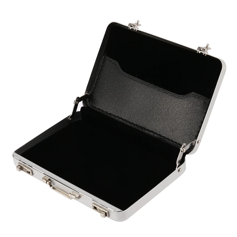 Aluminum password box Card Case Mini suitcase Password briefcase Silver