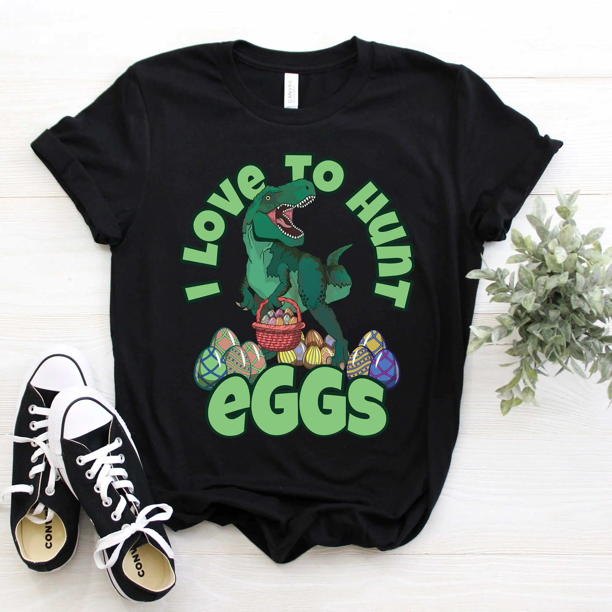 I Love To Hunt Eggs T Rex Dinosaur Happy Easter Shirt Bunny Kids Cute Funny