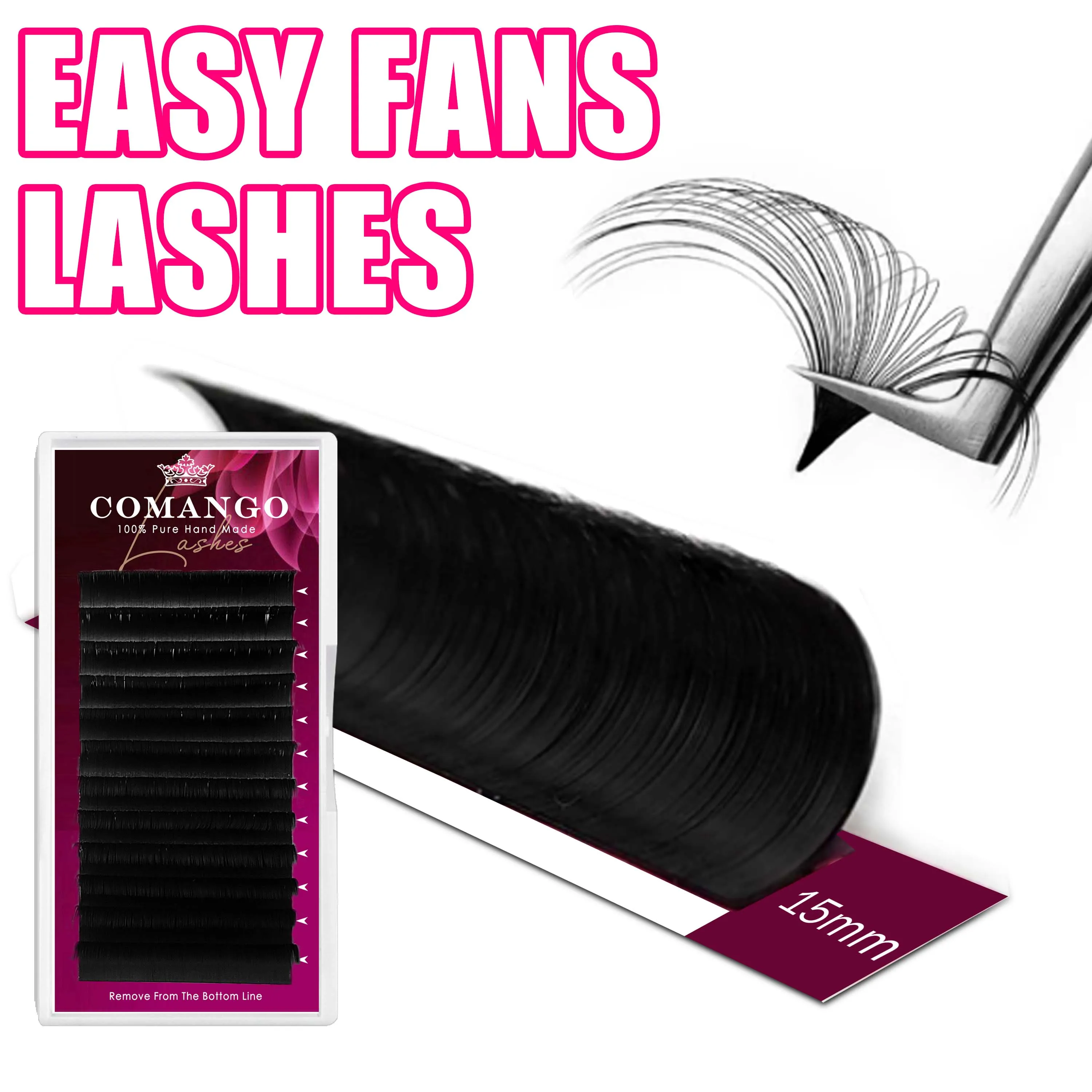 Comango Hot Sale Easy Fan Wimpern verlängerung super weich mattschwarz Mega Volumen Wimpern verlängerung liefert für Schönheits salon