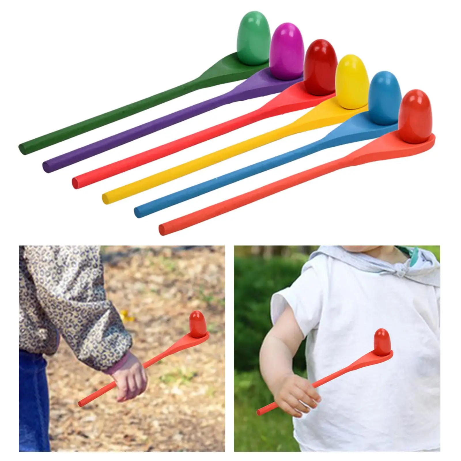 6Pcs Egg and Spoon Race Game Set Party Favors Toys for Holiday Lawn Adults