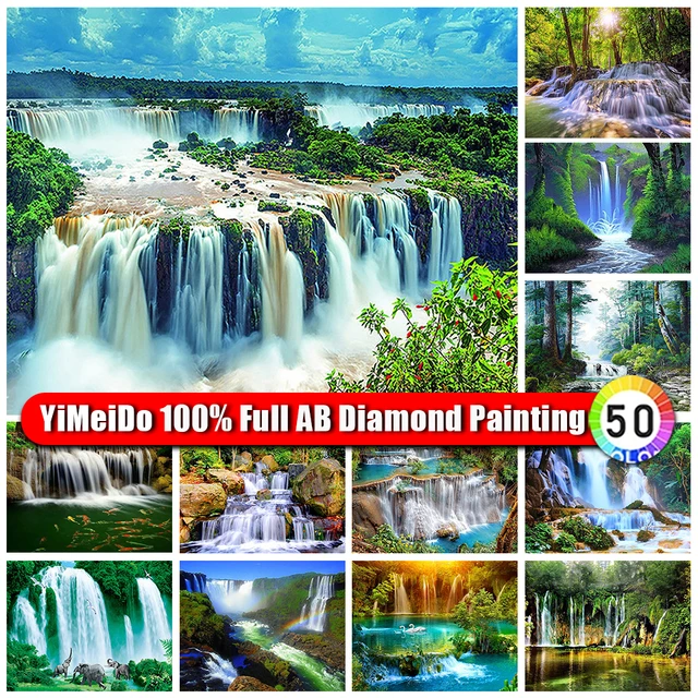 Diamond Painting Lotus Waterfall, DIY 5D Large Diamond Art Kits for Adults  Embroidery Square Full Drill Crystal Rhinestone Paint by Numbers Kids