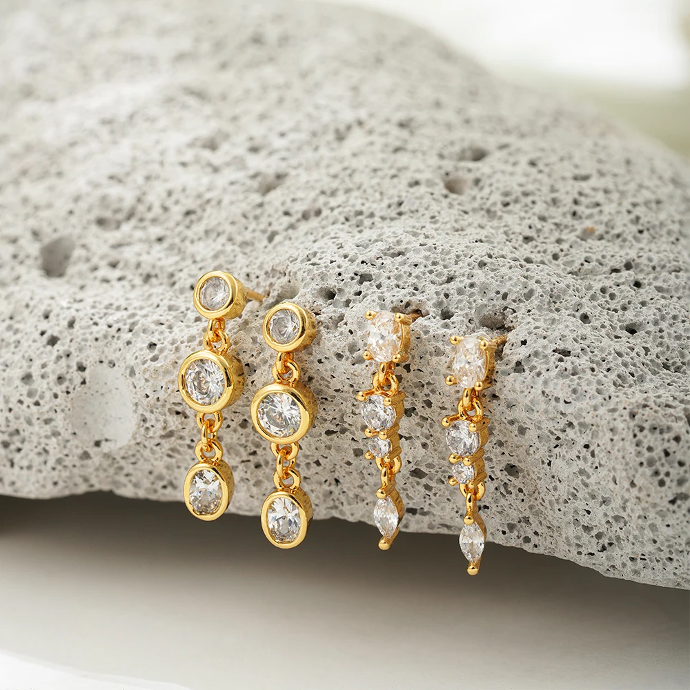 Dainty Zircon Small Stackable 14k Gold Plated Earrings Set for Women Multiple Piercing Cartilage Huggie Hoop Earring Jewelry