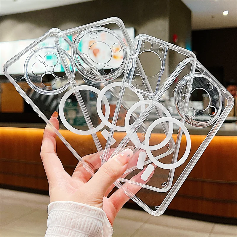 Sleek Transparent Magnetic Acrylic Case with Wireless Charging & Shockproof Protection