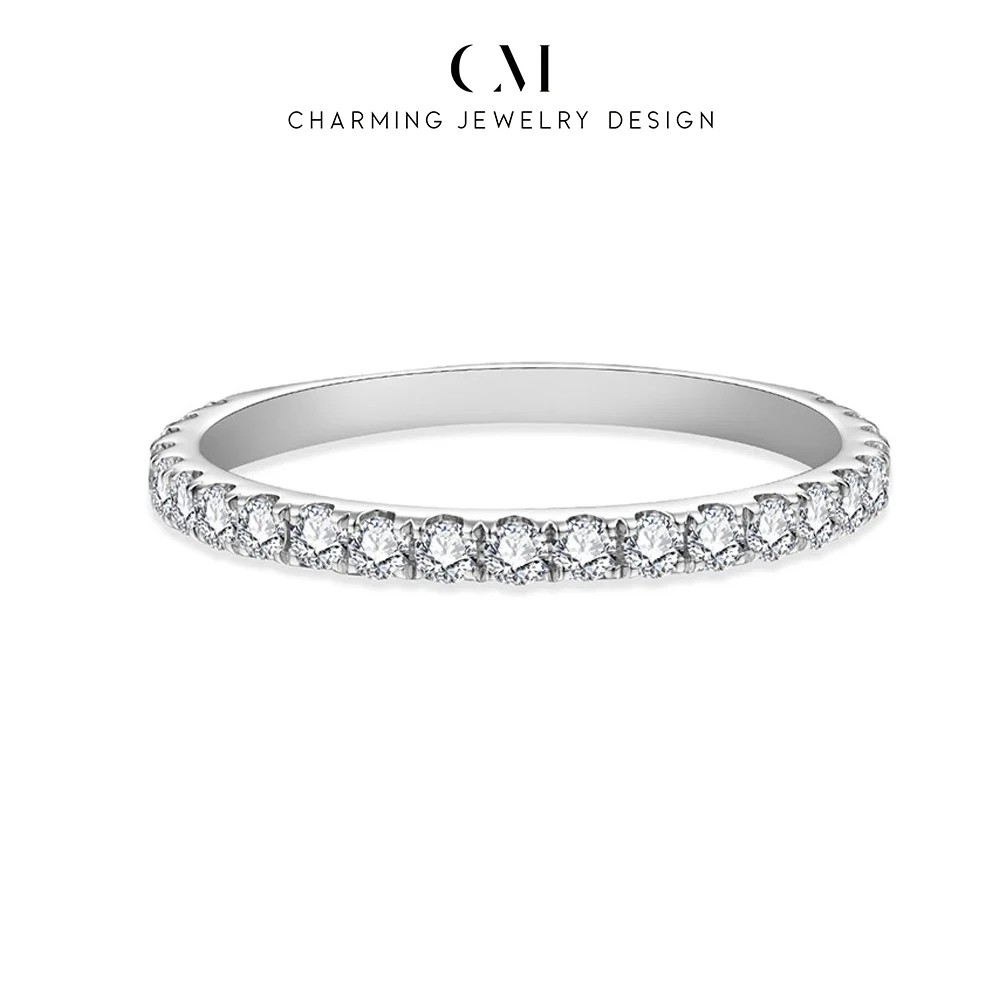 

CHARMING New 1.5mm Moissanite Ring for Women 18K 14K 10K Yellow Gold Pass Au585 Diamond Tester for Engagement Wedding Band Gifts