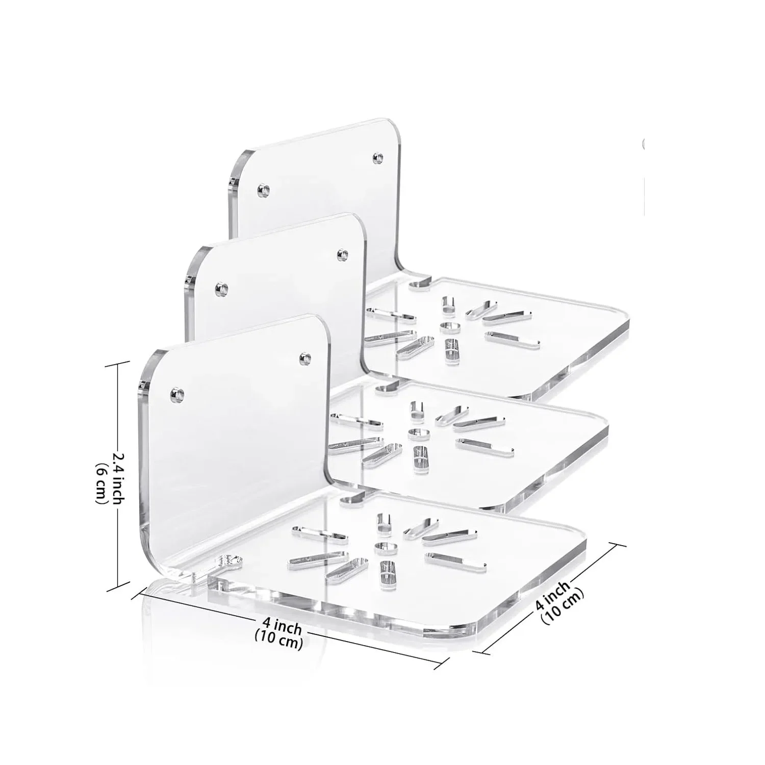 3pcs Wall Shelves, Acrylic Floating Shelves Small Clear Shelf Display Ledges Adhesive Hanging Shelves for Smart Speaker Action 2