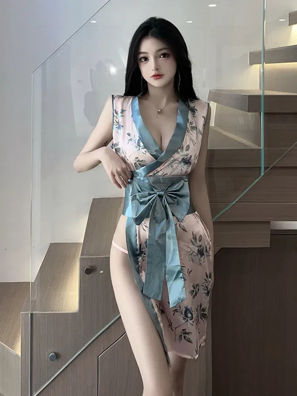 

Underwear And Kimono Mature Charm Elegant Gentle New Bow Cheongsam Sexy Lace Classic Pure Desire Uniform Temptation Dress J6RY