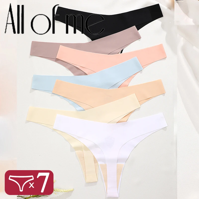 

7PCS/SET Seamless Low Waist Underpants Sexy G-String Underwear Female T-back Intimates Lingerie 10 Color Lady Bikini Panty XS-XL