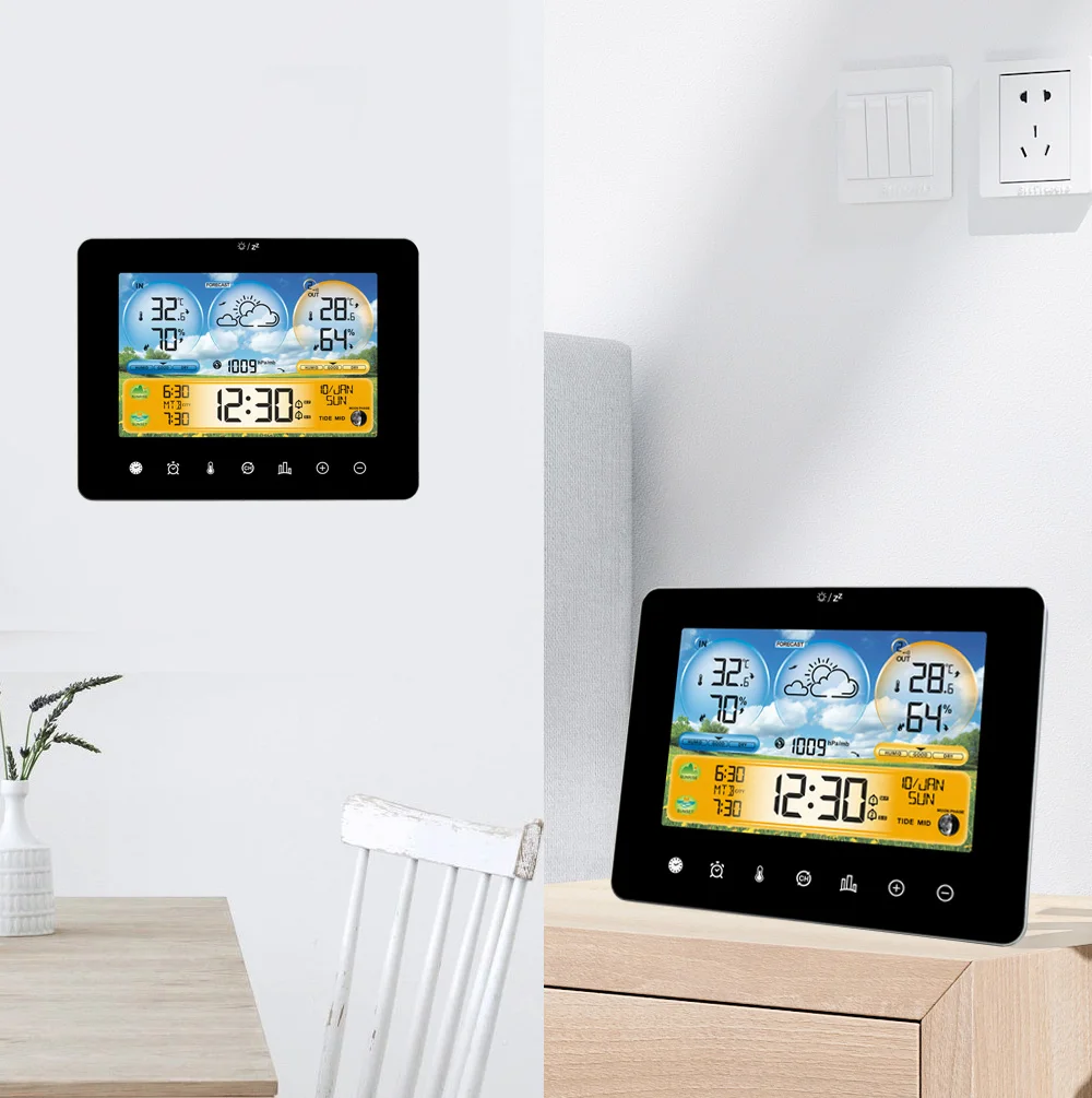 Weather Station Thermometer with Remote Sensors and Touch Color Screen Weather T