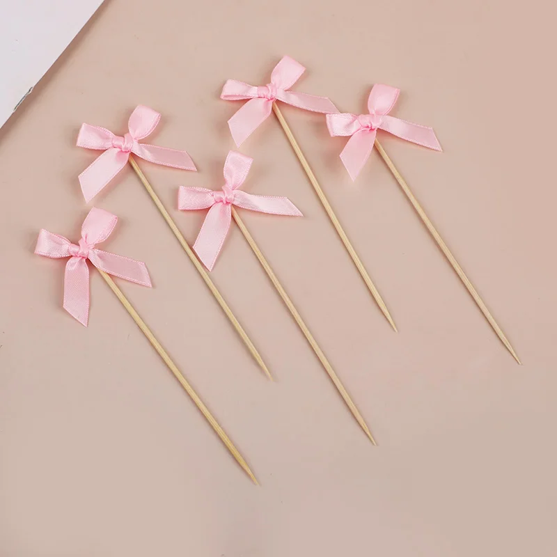 12 Stücke Rosa Schleife Cupcake Topper Kinder Mädchen Geburtstag Party Kuchen Topper Dekoration Baby Dusche Hochzeit Bachelorette Party Supplies – Detail 6
