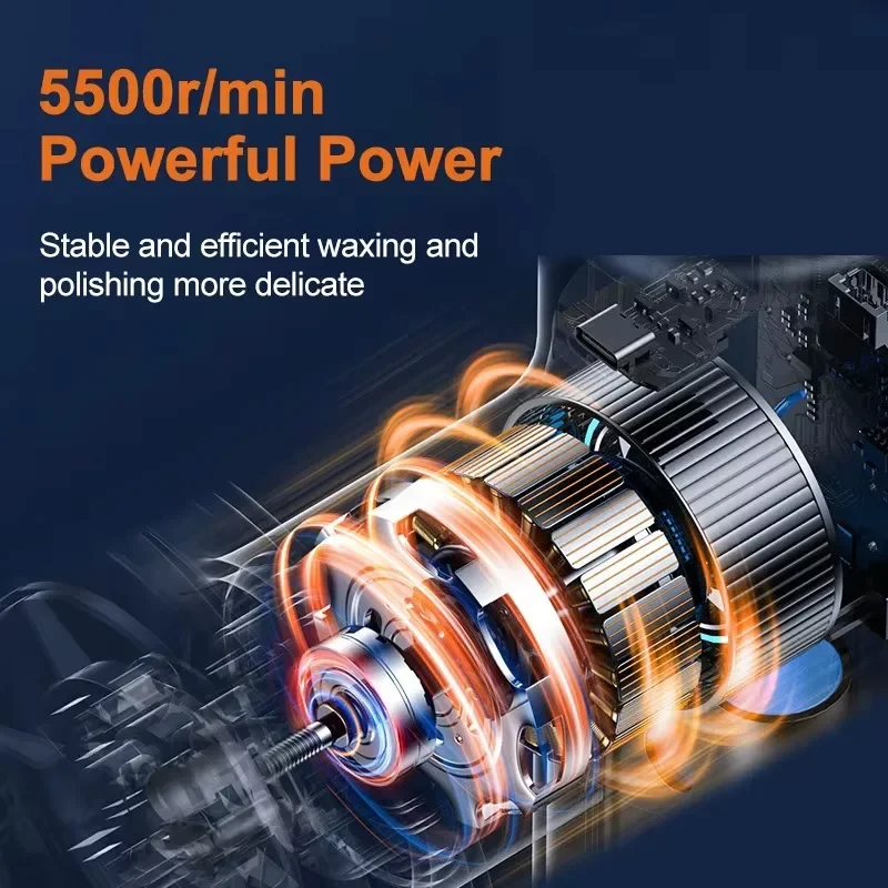 Wireless Polishing Machine for Car 12V Cordless Polisher 8 Gears Automotive Electric Waxing Repairing Wireless Sander Polish