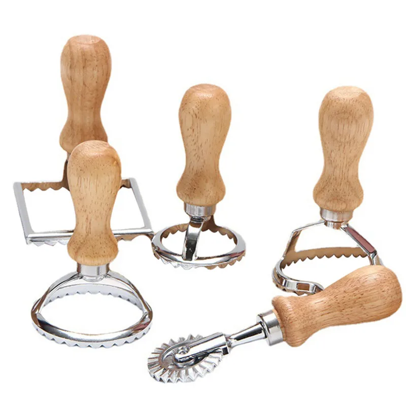 ManualPastaMoldsHomeRavioliCutterCookiePressMoldwithWooden