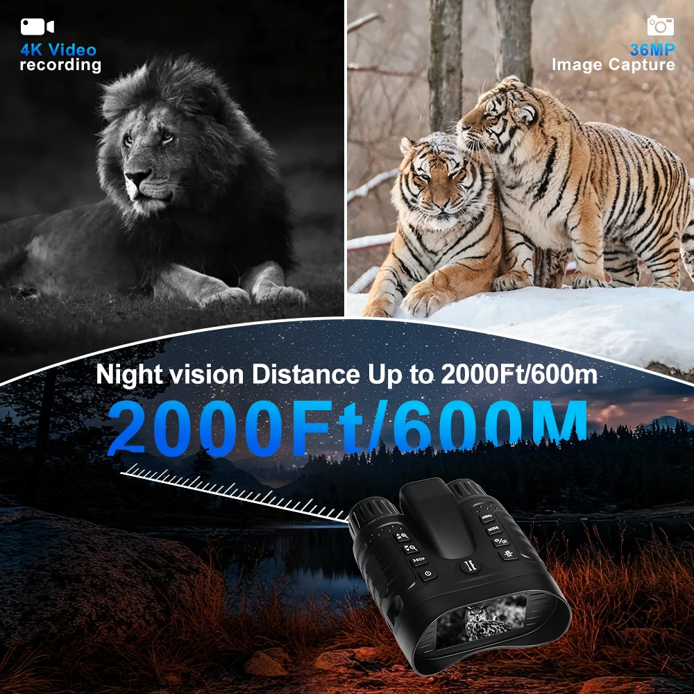 Rangefinder Built-in 3.2 Inch Big Screen 4K Digital Night Vision Binoculars Infr