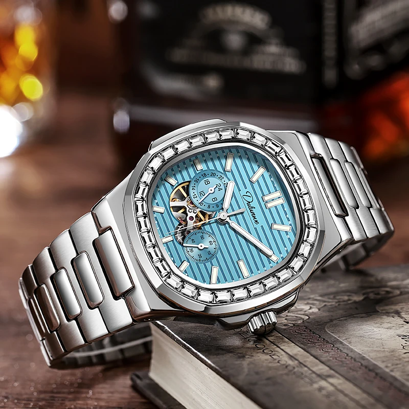 Men's Watches Automatic Mechanical Sports Watch Men Wrist Waterproof Clock Luxury Top Brand Casual Sky Blue Watches reloj hombre