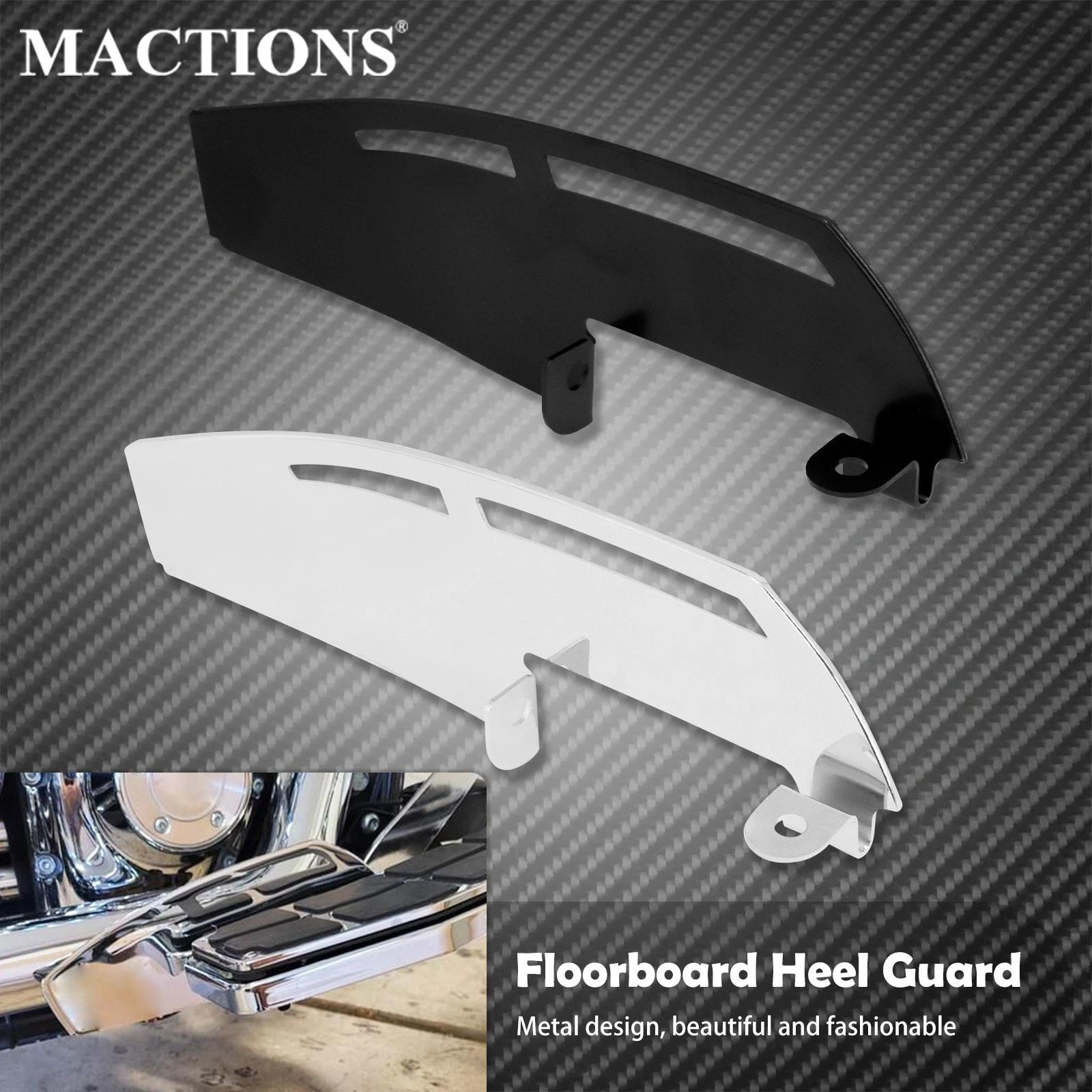 Motorcycle Driver Floorboard Footboard Heel Guard Black/Chrome For