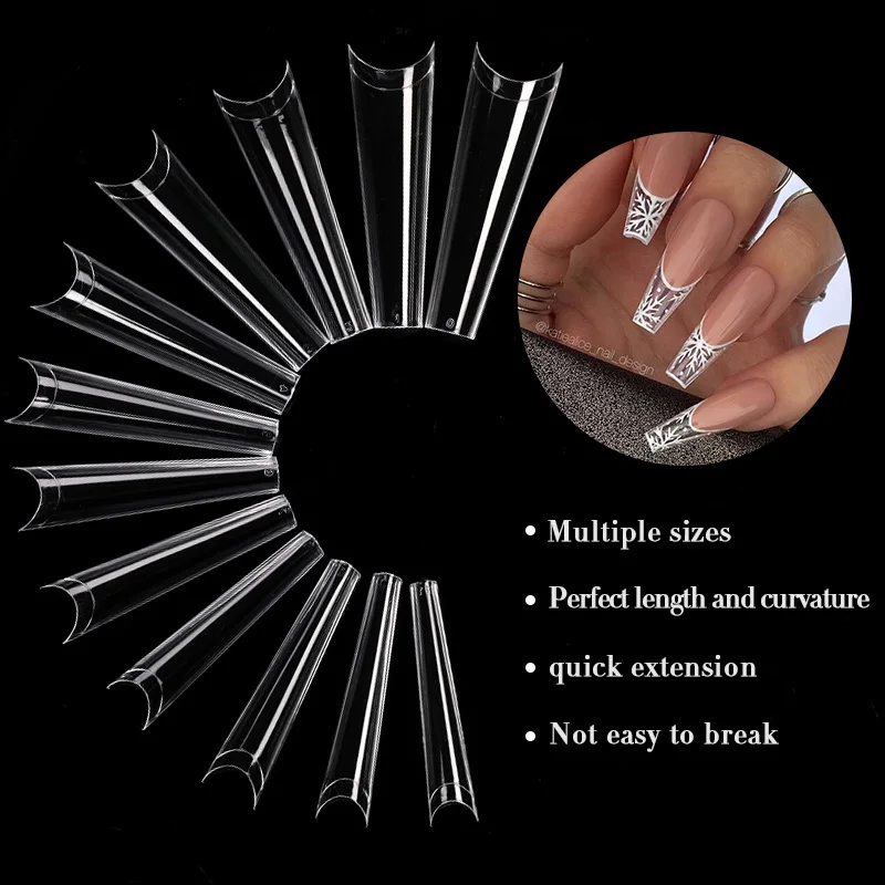 Description Picture 4 of item1 Bag White Clear Full/Half Cover Sculpted False Nail Tips For Gel Nails Extension French Fake Nail Tips Mold Tools Manicure