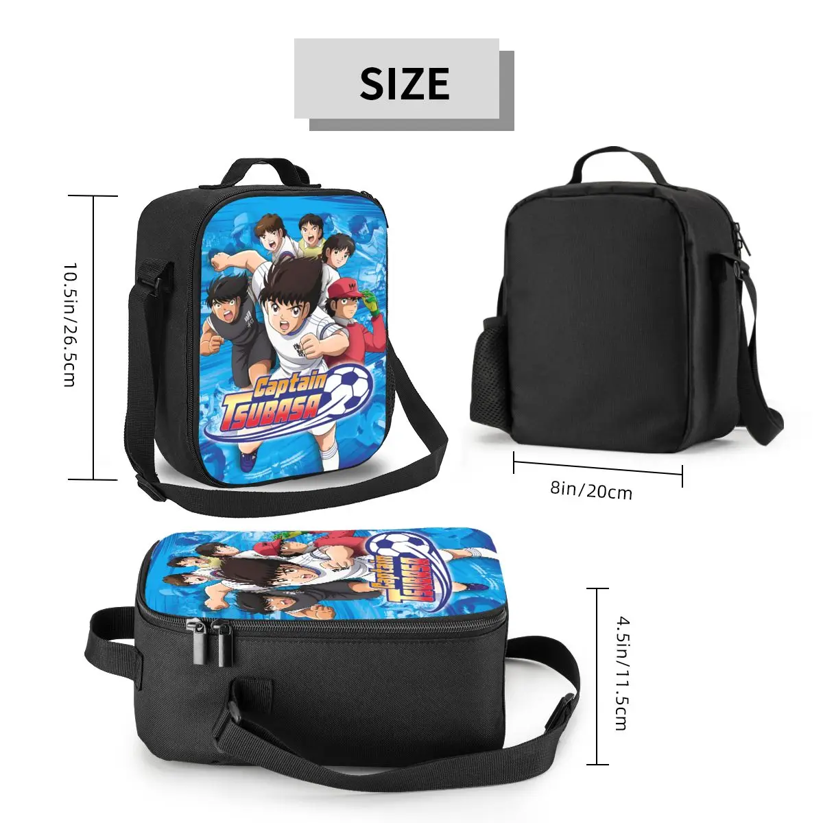 Custom Japan Football Manga Captain Tsubasa Lunch Bag Women Cooler Thermal Insulated Lunch Box for Kids School 6