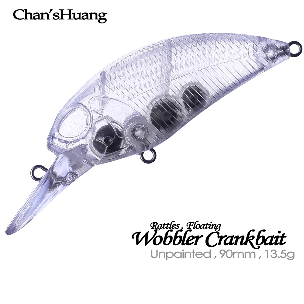 

Chan’sHuang 20PCS Unpainted Blanks Bait 9cm 13.5g Floating Rattles Wobbler Diver Crankbait DIY Handmade Artificial Fishing Lure
