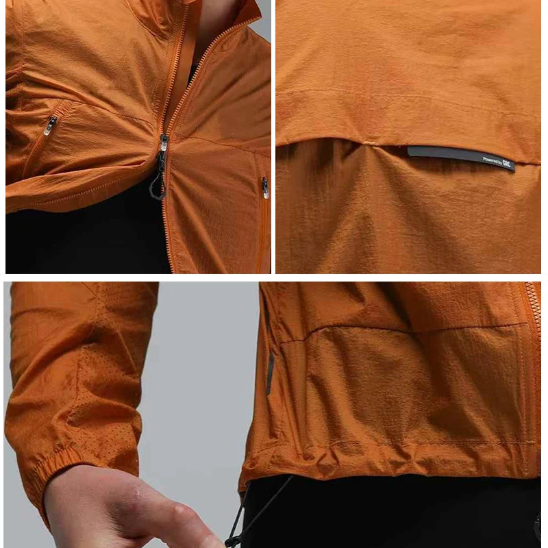 (S-4XL)남성용 사이클링 자켓 스탠드 칼라 아이스 실크 원단 등판 통풍구 속건 통기성 UV 차단 경량 스킨 코트