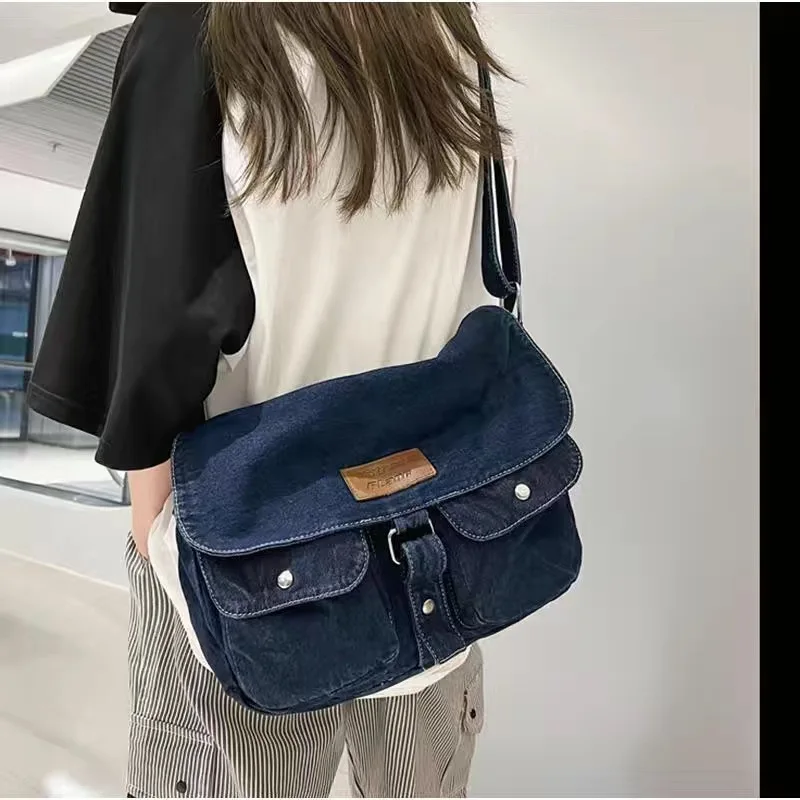 Luxury Designer Jeans Bag Vintage Houndstooth Pattern Women 's Shoulder Bag  Flap Zipper Denim Handbag Underarm Bag Shopper Tote - AliExpress