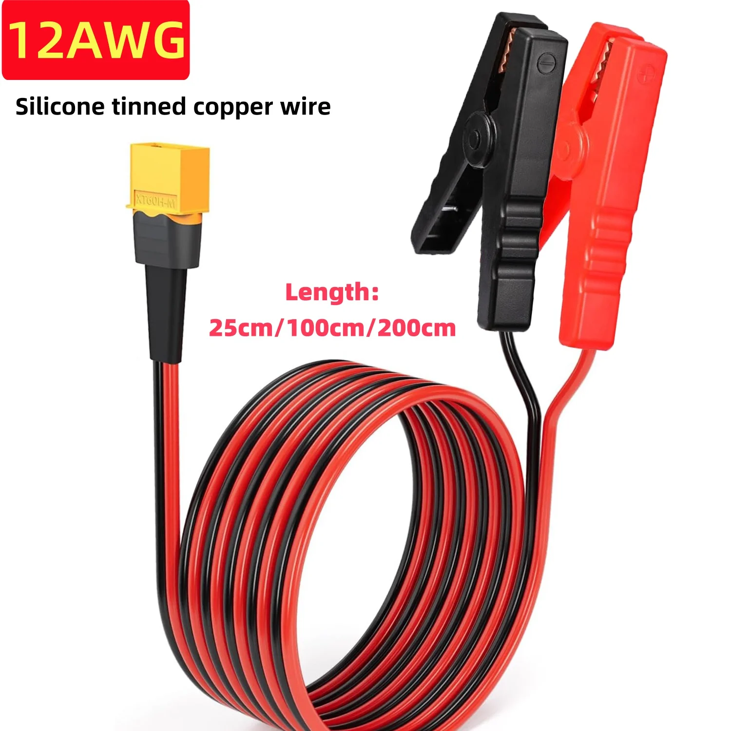 XT60 to Alligator Clips 12AWG XT60 Male Connector Quick Disconnect Cable Compatible RC Battery Portable Power Solar Panel