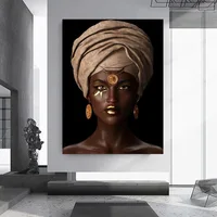 African Women with Headscarf  Canvas Painting  Wall Art Black Woman Portrait Posters Prints for Living Room Home Office Decor 3