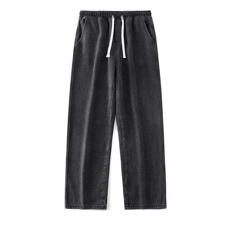 Men jeans Solid Color Drape Jeans Loose Straight Vintage Hip-hop Casual Wide-leg Pants