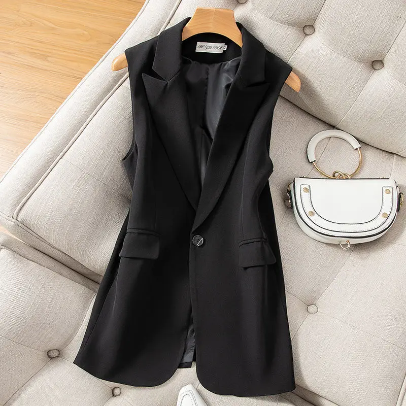 Spring Summer Double Breasted Suit Vest Women Solid Colors Sleeveless Korean Vest Streetwear Ladie Business Designer Jacket Coat