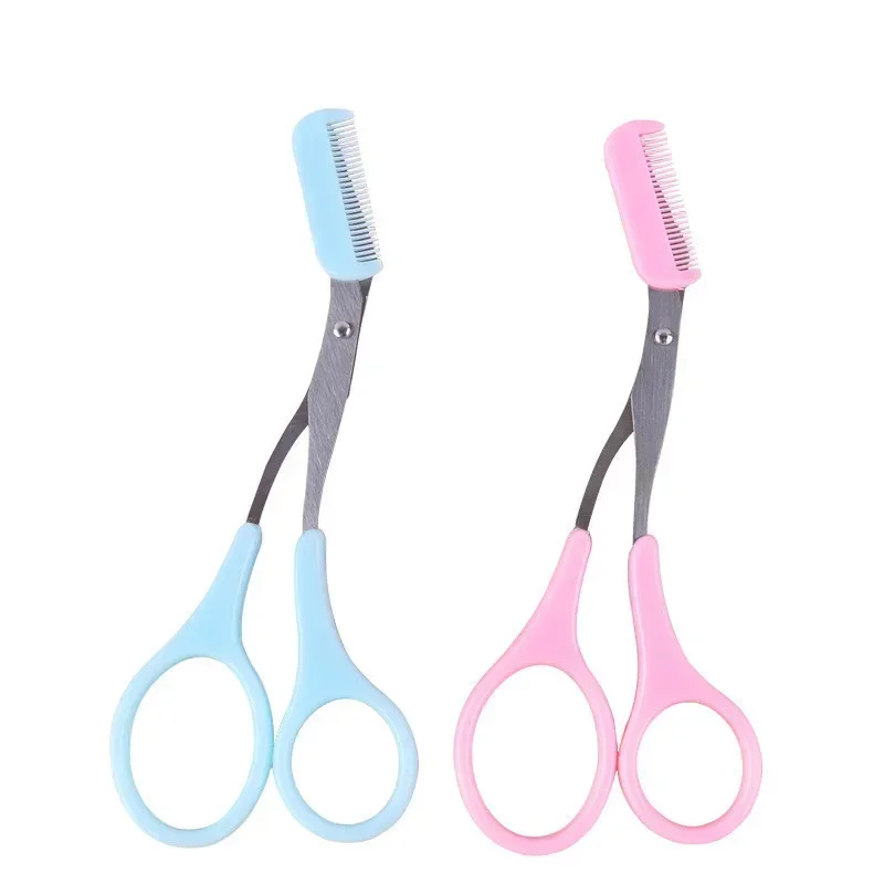 Safe Eyebrow Trimmer Makeup Products Stainless Steel Eyebrow Scissors with Comb Hair Removal Shaver Shaping Makeup Tools eyebrow trimmer set eyebrow trimmer eyebrow scissors
