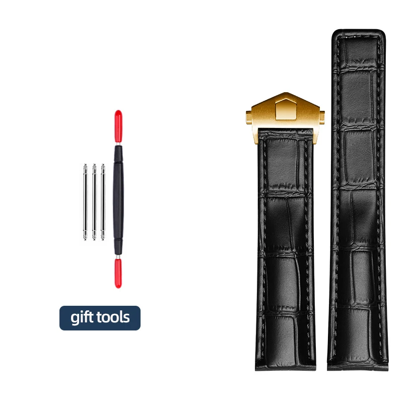 Premium Genuine Leather Blue Watch Strap, Exquisite Wristwatch Band in Multiple Sizes